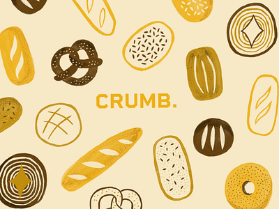 Crumb bakery branding design bread food food illustration gouache graphicdesign illustration illustration art pattern visual identity