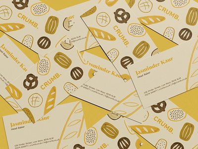 Crumb business cards bakery brand branding design bread business cards food illustration graphic design illustration pattern print design visual identity