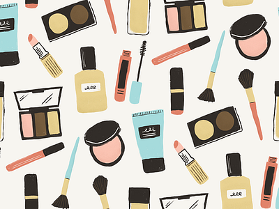 Make Up Pattern design feminine illustration lipstick make up pastel pattern repeat pattern
