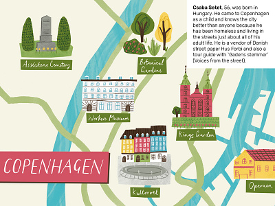 Copenhagen buildings city copenhagen gardens illustration map map design travel