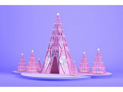 bilingbiling house~ 3d app c4d christmas theme house light lowpoly luminous modeling pink star the diamond