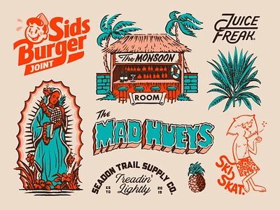 Flash Folio 2020 - 2 aloha art hawaii hawaiian hula illustration island logo mahalo mary palms retro skate ski surf tiki tropical