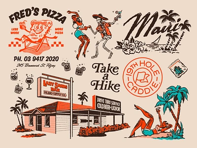 Flash Folio 2020 - 6 cannabis cocktails dancing girls hawaii logo maui mexican mid century pizza retro skull tropical