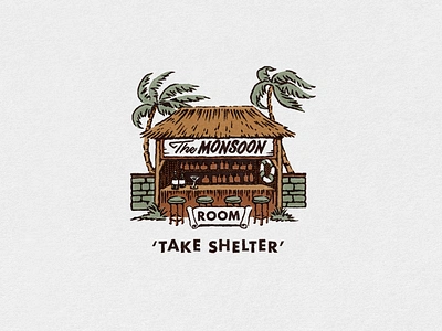 The Monsoon Room Illustration aloha art branding cocktail bar hawaii hula illustration mid century retro tiki tropical