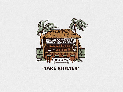 The Monsoon Room Illustration aloha art branding cocktail bar hawaii hula illustration mid century retro tiki tropical