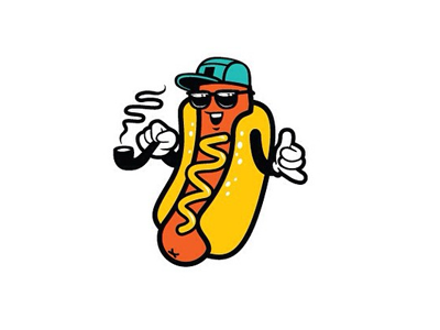 Hawt Dawg 420 cap character cool hotdog logo pipe shaka smoking street style sunglasses
