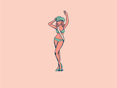 Meter Maid bikini girl goldcoast illustration metermaid retro tropical