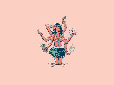 Hula Bula boobs ganesh girl hawaiian hula pin sexy skate surf up
