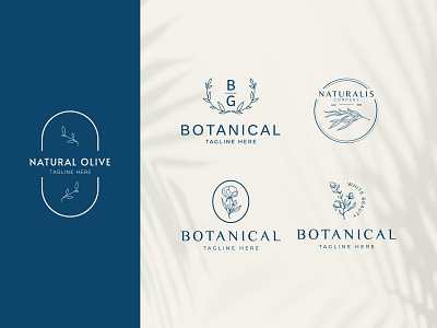 Botanical floral hand-drawn logo template.