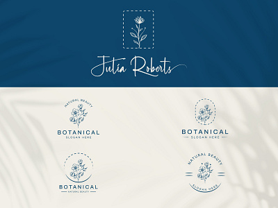 Botanical floral hand-drawn logo vector template.