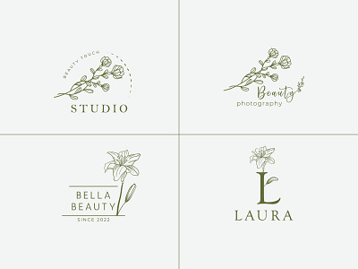 Floral element Botanical Boho Logo Template.