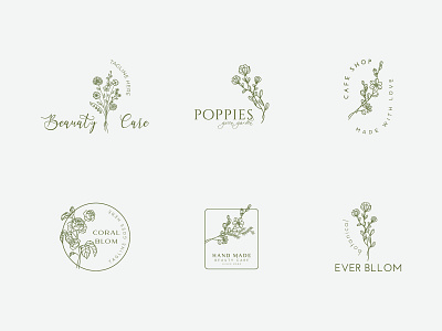 Floral element Botanical Hand Drawn Logo Template.