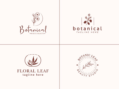 Floral Element Botanical Hand Drawn Logo Template.