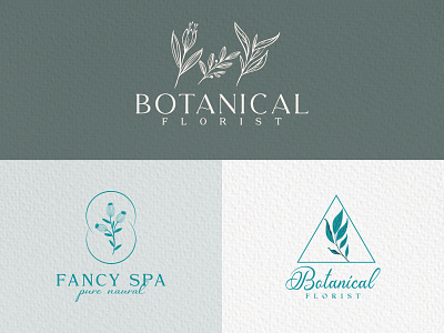 Floral Element Botanical Hand-Drawn Logo Template.