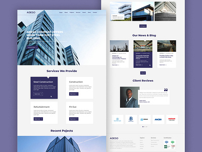 ADESO Construction Website construction graphic design landing page logo minimal design purple color real estate web design website