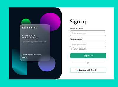 Sign up page app design ui