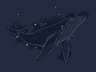 Spacial Whale blue ocean painting sketchbookpro space wave whale