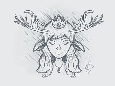 Deer Princess art deer illustration princess sketch sketchbookpro