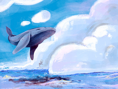 Fly Magic Whale, Fly! art digital painting illustration painting photoshop wacom whale