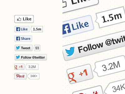 Vector social plugins buttons