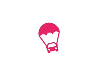 Car delivery car drivy icon parachute pink vector
