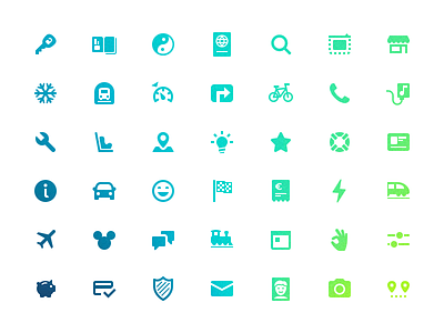 Drivy icon set bike bolt calendar car filters flag icon key lock material design shield train