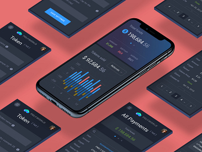 Interface for Crypto Service cryptocurrency flat graphics interface mobile responsive service statistics ui ux web yoneg