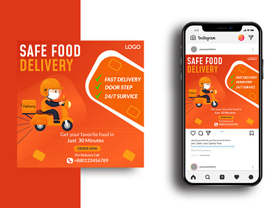 Food Delivery Social Media Posts business corporate corporate business design fb posts food food delivery ig posts illustration mockup social media posts