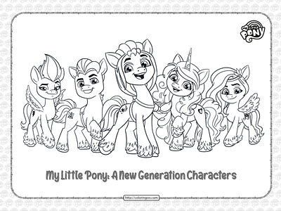 MLP G5 Characters Pdf Coloring Pages