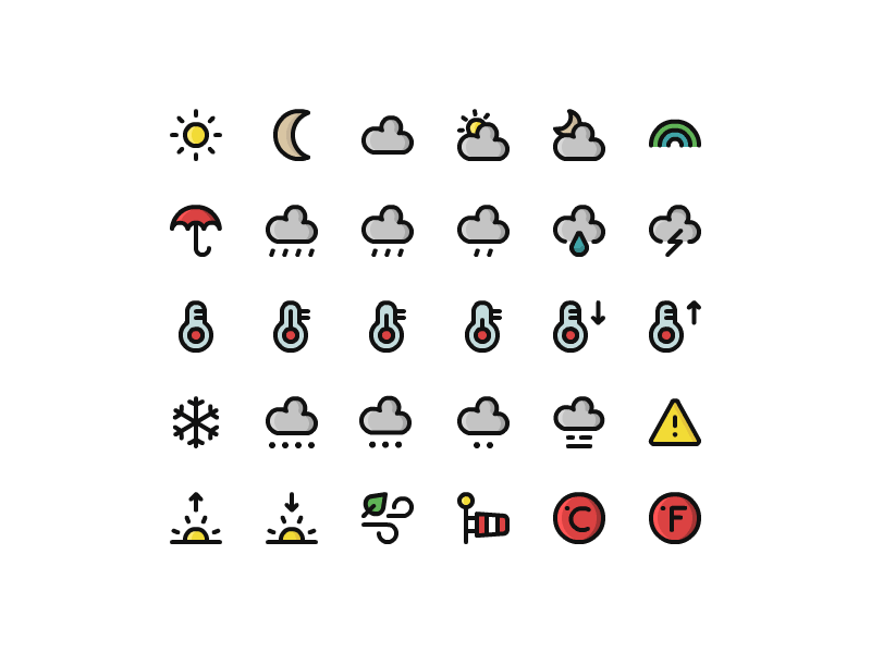 Weather // 24px icons adobe animate animation icon icon design icon designer icons weather