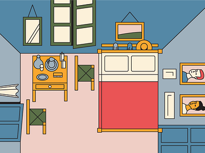 “Bedroom in Arles” geometric illustration illustrator van gogh