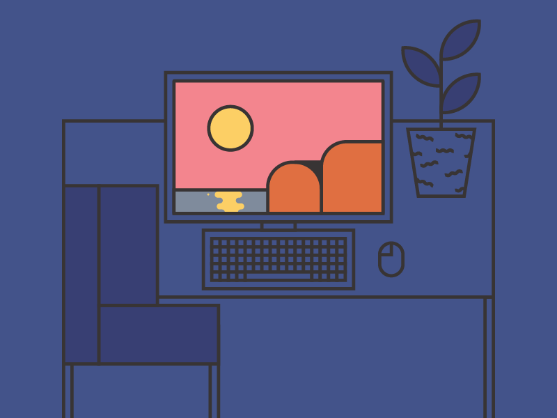 Ready for a vacation after effects beach computer desk illustrator