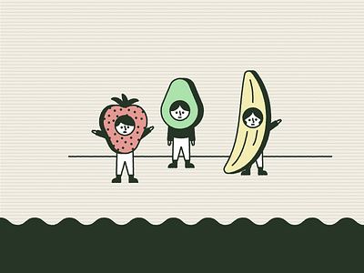 Stage Fright avocado banana flat fruit illustration illustrator kids stage strawberry vector