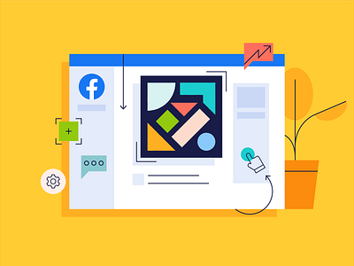 Blog post image for an explainer on Facebook video ads facebook flat geometric illustrator shapes ui vector video