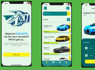 Car-rental app graphic design ui