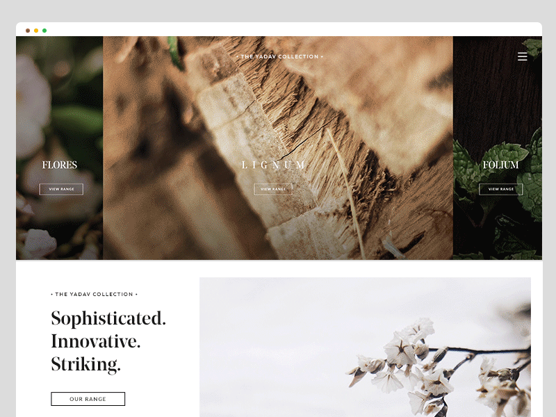The Yadav Collection clean color header layout simple slider typography ui ux web website