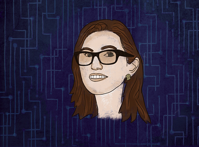Cathie Wood - The B Word portrait illustration bitcoin bword cathie wood digital girl powerful woman women