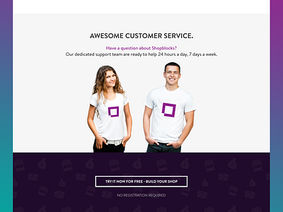 Landing page: support section customer service gradient landing landing page pattern ui web