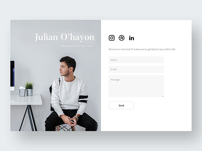 Personal website // julianohayon.com contact design flat minimal monochrome personal portfolio typography ui web website