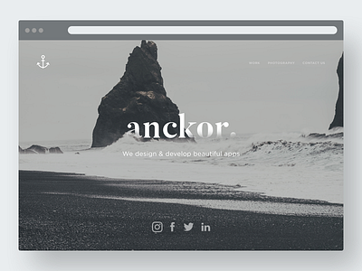 Agency website // Anckor design flat grey lettering minimal monochrome portfolio typography ui web website