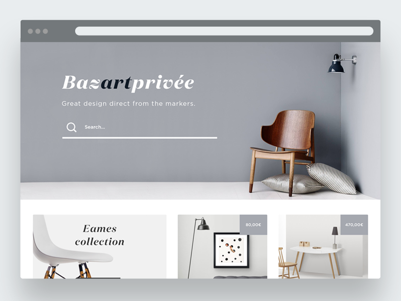 Art & design shop // BazartPrivée template website shop minimal flat web clean commerce ui art design