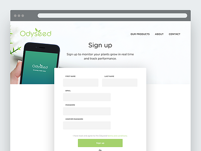 Sign up form // Odyseed clean connect design field form input minimal sign in sign up ui web