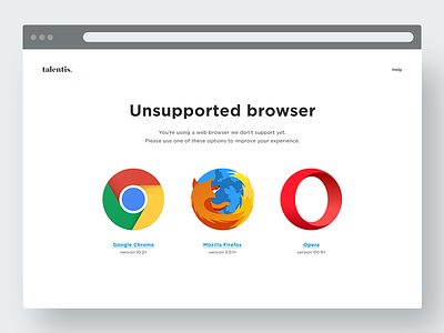 Unsupported browser browser browsers clean design flat minimal simplicity ui user interface web white