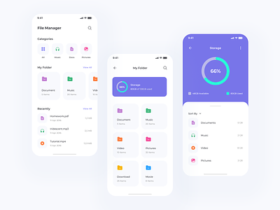 File Manager App app clean clean design file file manager file manager app file storage file storage app files folder mobile mobile app mobile app design mobile design storage ui ui ux user experience user interface ux