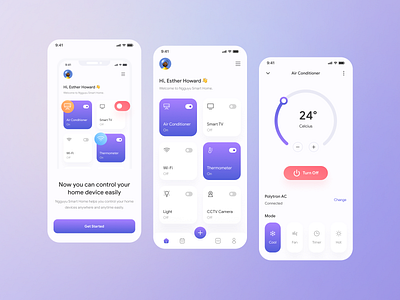 Ngguyu - Smart Home App air conditioner app clean clean design design device energy home ios mobile mobile app mobile app design mobile design smart smart app smart home app smarthome ui ui ux ux