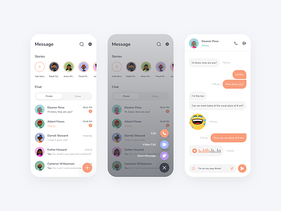 Chatte - Message App android app call chat chat app chat box chatting clean clean design group chat ios message message app messenger messenger app mobile app mobile design ui ux video call