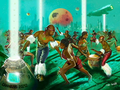 Afro-galactica animation design illustration