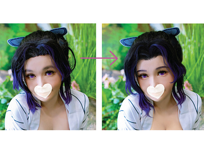 Cosplay Retouch: redraw wig and makeup