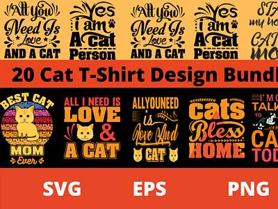 T-Shirt Design Bundle-Cat Mom T-Shirt