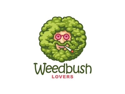Weedbush Lovers (Higher Than the Sun) bush dope high hippie hippy illustration logo marijuana smoke smoking stoned weed